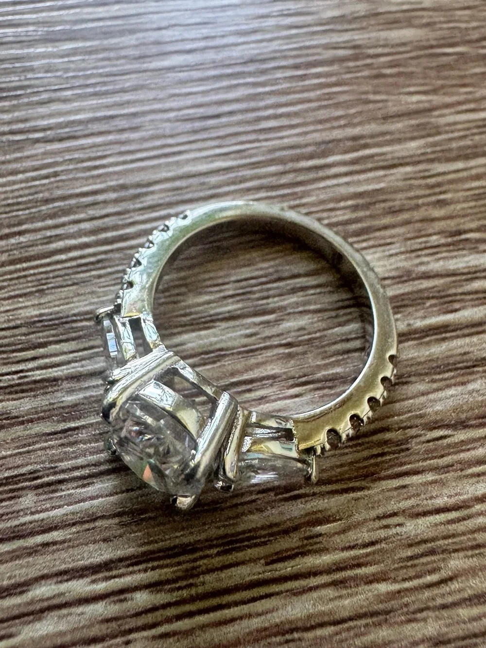 Moissanite 3ct 18K gold Sterling Oval-Cut size 6 Ring Pear Side Stones Pave band